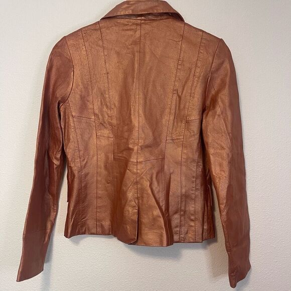 Vintage In Suede Metallic Cooper Leather Jacket Size Medium - Picture 6 of 8